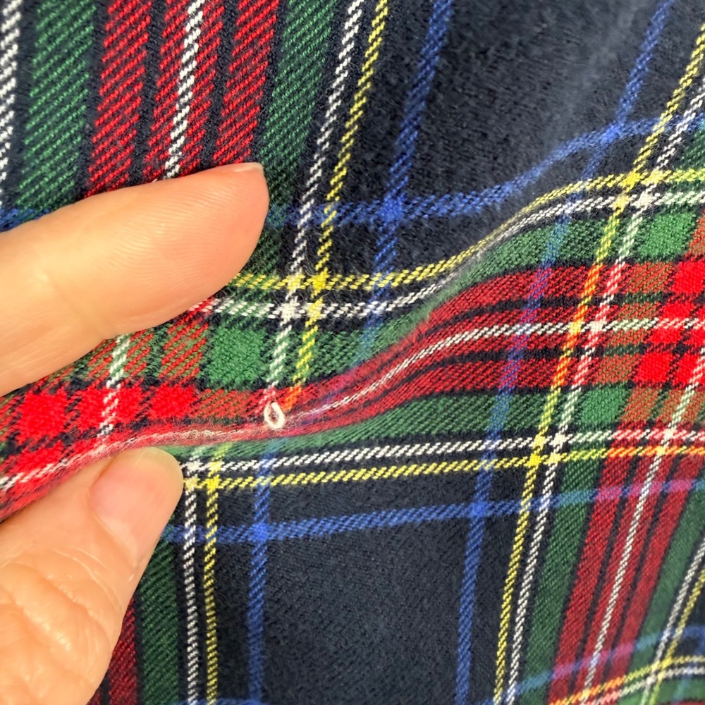 Lands' End Navy Plaid Flannel Long Sleeve Tunic Blouse Size 16 - Picture 9 of 13